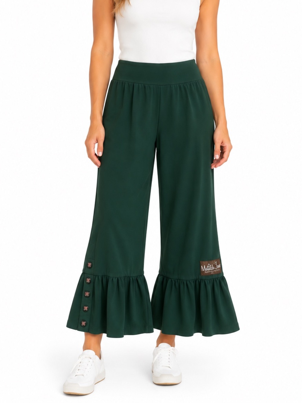Matilda Jane Dark Green Ruffle Hem Wide Leg Pants Size